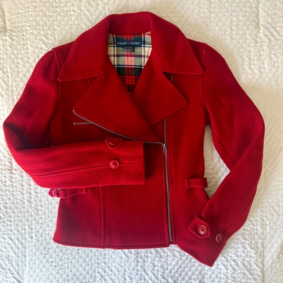 Ralph Lauren Blue Label Red Wool Jacket. Size 2. - Picture 2 of 10